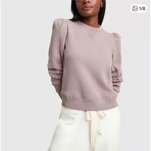 Goop G. Label Valentina puff sleeve sweatshirt oat ivory mauve size medium